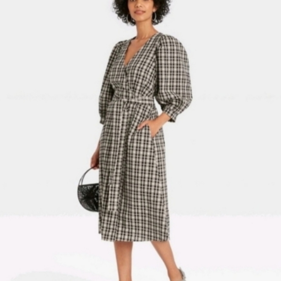 COPY - a new day Puff Sleeve Plaid Dress - Picture 2 of 12